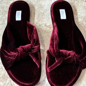 Vintage Stars Above Deep Red Velvet Slippers